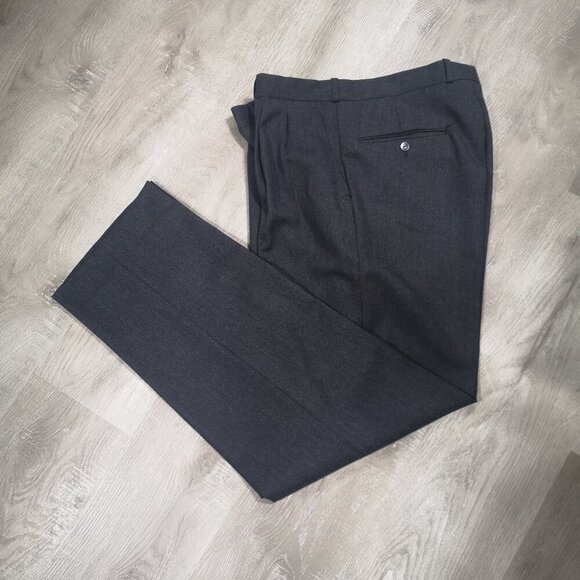 Cricketeer Elite Men's 100% Wool Made in Canada Charcoal Pleated Front Pants - Picture 6 of 11
